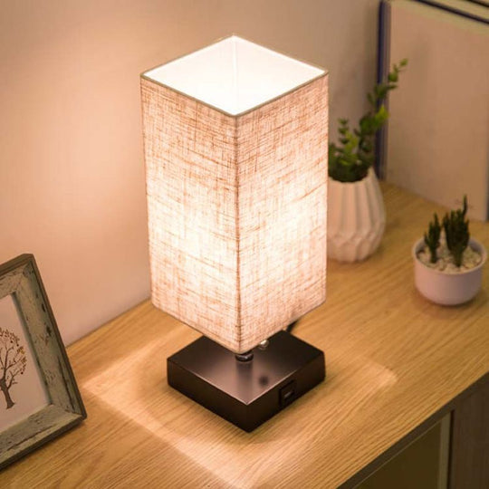 Modern Square Fabric Table Lamp